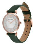 Emporio Armani Pro Planet Analog Silver Dial Green Leather Strap Watch For Women - AR11517