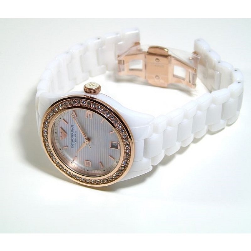 Emporio Armani Ceramica Mother of Pearl Dial White Ceramic Dial Watch For Women - AR1472