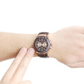 Guess Rigor Analog Brown Dial Brown Leather Strap Watch For Men - W0040G3