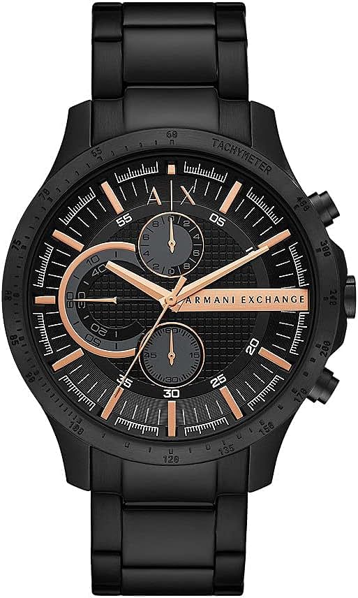 Armani Exchange Chronograph Black Dial Black Steel Strap Watch For Men - AX2429