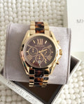 Michael Kors Bradshaw Quartz Brown Dial Two Tone Steel Strap Watch For Women - MK5696