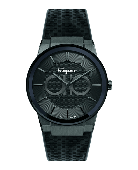 Salvatore Ferragamo Contemporary Sapphire Black Dial Black Silicone Strap Watch for Men - SFHP00320