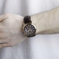 Guess Exec Chronograph Brown Dial Brown Leather Strap Watch For Men - W0076G4