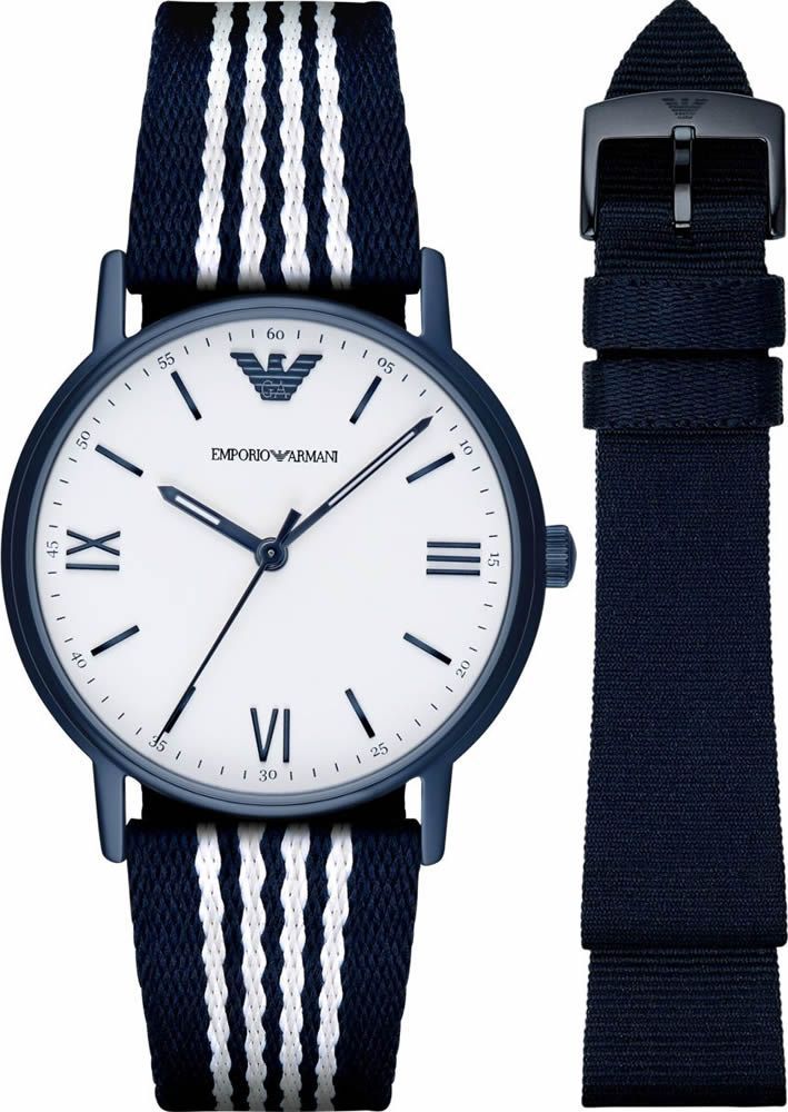 Emporio Armani Kappa Analog White Dial Two Tone Nylon Strap Watch For Men - AR80004