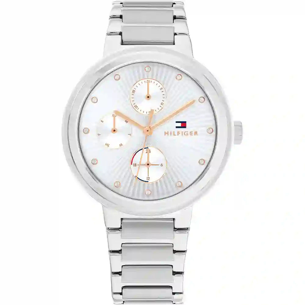 Tommy Hilfiger Joy Chronograph Silver Dial Silver Steel Strap Watch For Women - 1782532