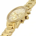 Michael Kors Ritz Chronograph Gold Dial Gold Steel Strap Watch For Women - MK7310