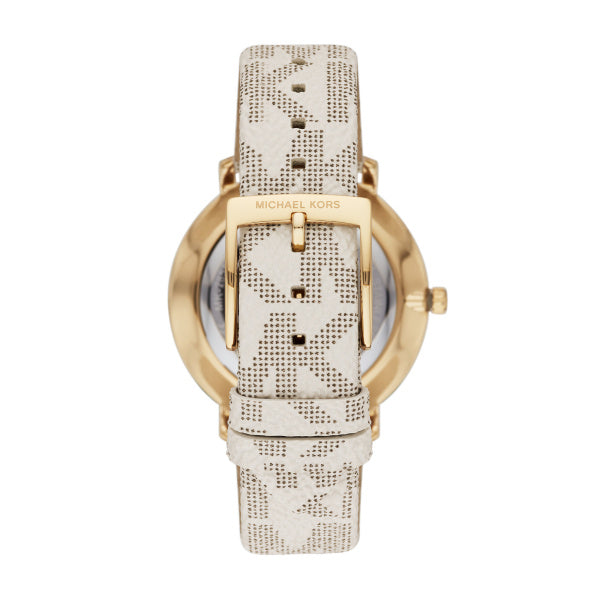 Michael Kors Pyper Quartz Silver Dial White Leather Strap Watch For Women - MK2858