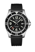 Breitling Superocean II 44mm Black Dial Black Rubber Strap Watch for Men - A17367D71B1S2
