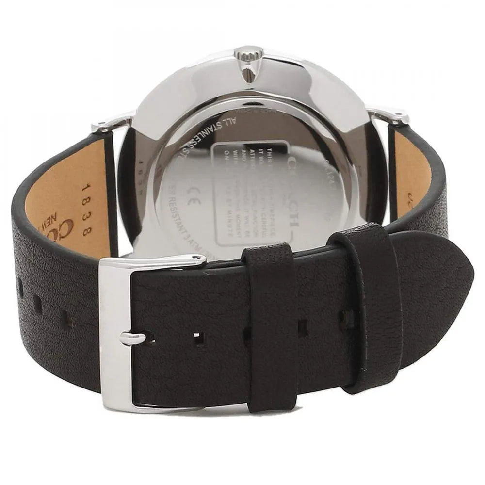 Coach Charles Black Dial Black Leather Strap Watch for Men - 14602149