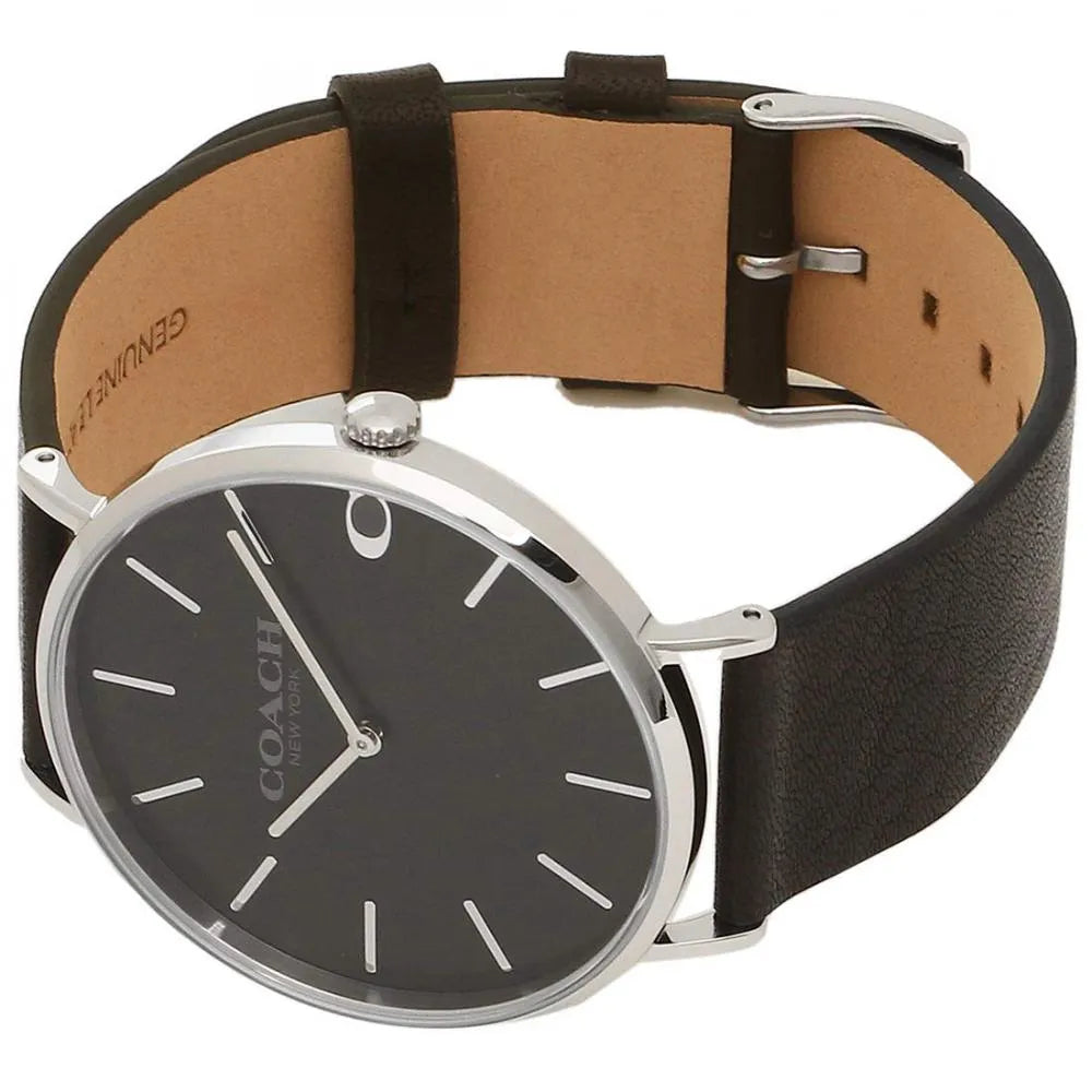 Coach Charles Black Dial Black Leather Strap Watch for Men - 14602149