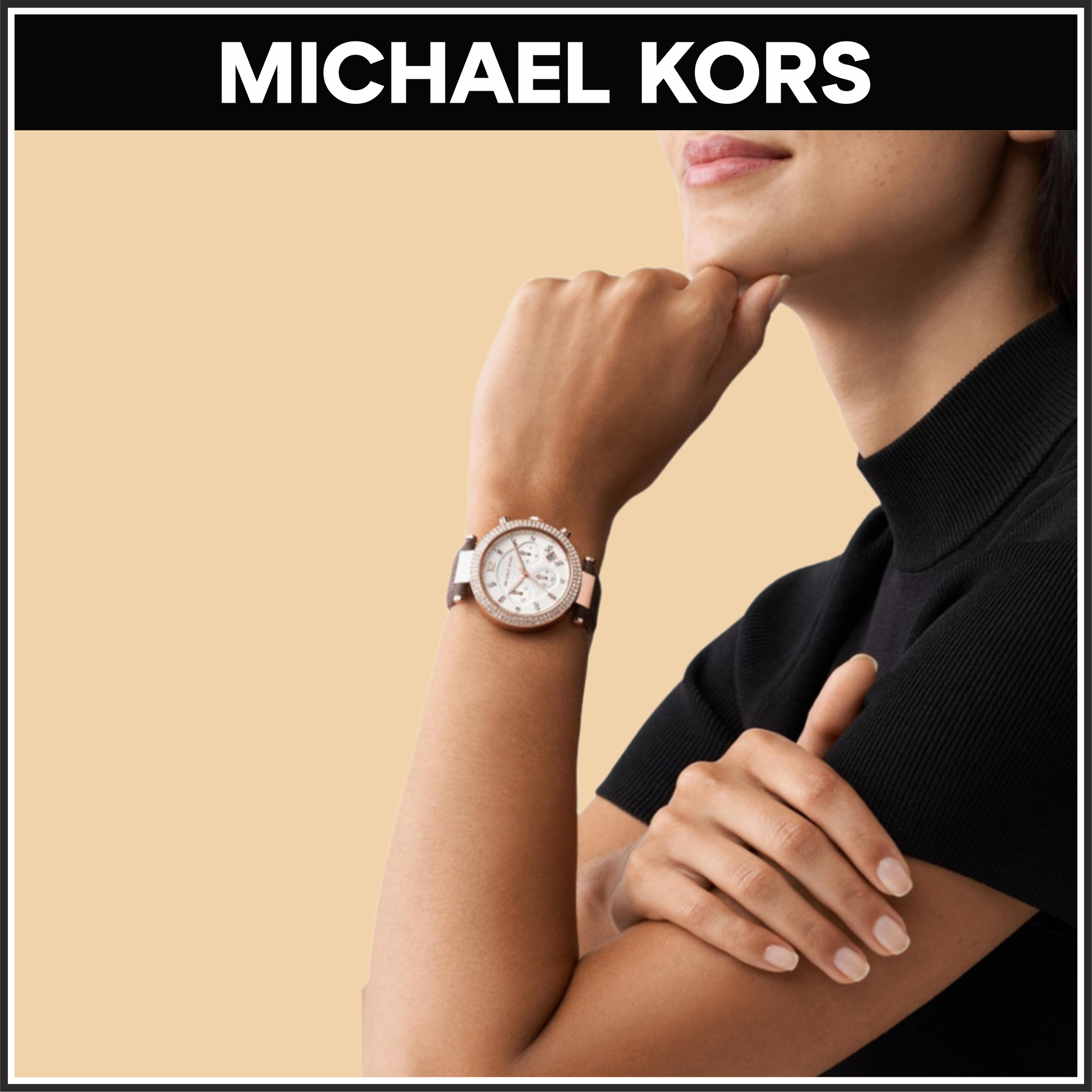 Michael Kors Parker Chronograph White Dial Brown Leather Strap Watch For Women - MK6917