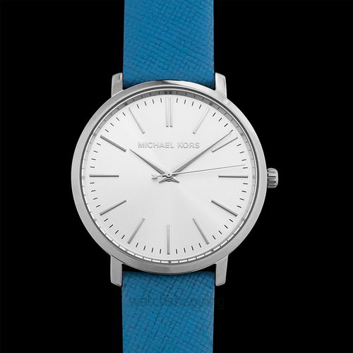 Michael Kors Jaryn Quartz Silver Dial Blue Leather Strap Watch For Women - MK2495