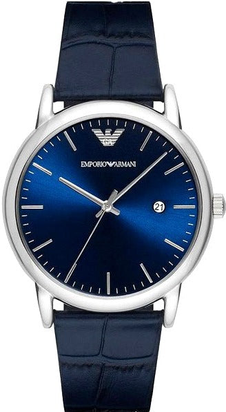 Emporio Armani Dress Quartz Blue Dial Blue Leather Strap Watch For Men - AR2501