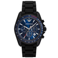 Emporio Armani Sigma Chronograph Blue Dial Black Silicone Strap Watch For Men - AR6121