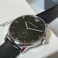 Emporio Armani Gianni Quartz Black Dial Black Leather Strap Watch For Men - AR0382