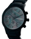 Emporio Armani Renato Chronograph Mother of Pearl Black Dial Black Steel Strap Watch For Men - AR11275