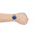 Emporio Armani Mario Chronograph Blue Dial Silver Steel Strap Watch For Men - AR11306