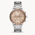 Emporio Armani Mario Chronograph Beige Dial Silver Steel Strap Watch For Men - AR11352