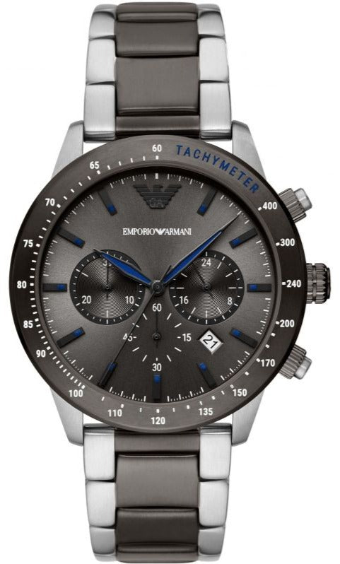 Emporio Armani Chronograph Grey Dial Two Tone Steel Strap Watch For Men - AR11391