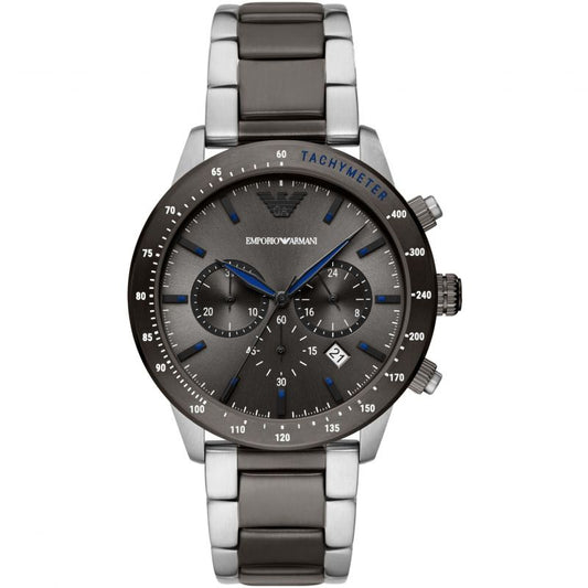 Emporio Armani Chronograph Grey Dial Two Tone Steel Strap Watch For Men - AR11391