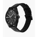 Emporio Armani Claudio Chronograph Black Dial Black Leather Strap Watch For Men - AR11483