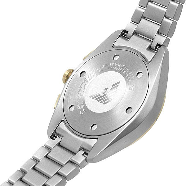 Emporio Armani Claudio Chronograph Green Dial Two Tone Steel Strap Watch For Women - AR11511