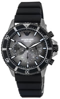 Emporio Armani Mario Chronograph Black Dial Black Leather Strap Watch For Men - AR11243