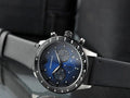 Emporio Armani Mario Chronograph Blue Dial Black Leather Strap Watch For Men - AR11522