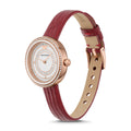 Emporio Armani Two-Hand Analog White Dial Red Leather Strap Watch For Women - AR11532