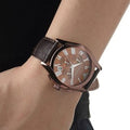 Emporio Armani Valente Classic Brown Dial Brown Leather Strap Watch For Men - AR1609