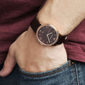 Emporio Armani Classic Quartz Brown Dial Brown Leather Strap Watch For Men - AR1613