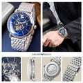 Emporio Armani Aviator Multifunction Blue Dial Silver Mesh Bracelet Watch For Men - AR60024