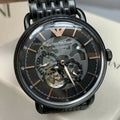 Emporio Armani Automatic Multifunction Black Dial Black Mesh Bracelet Watch For Men - AR60025