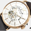 Emporio Armani Meccanico Automatic White Dial Brown Leather Strap Watch For Men - AR60027