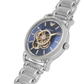 Emporio Armani Luigi Chronograph Skeleton Blue Dial Silver Steel Strap Watch For Men - AR60036