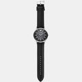 Emporio Armani Meccanico Skeleton Automatic Black Dial Black Leather Strap Watch for Men - AR60038