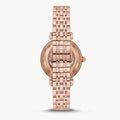 Emporio Armani Meccanico Crystals Black Dial Rose Gold Steel Strap Watch For Women - AR60043