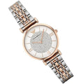 Emporio Armani Gianni T Bar Quartz White Dial Two Tone Steel Strap Watch For Women - AR80035