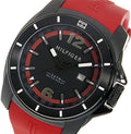 Tommy Hilfiger Windsurf Black Dial Red Rubber Strap Watch for Men - 1791112