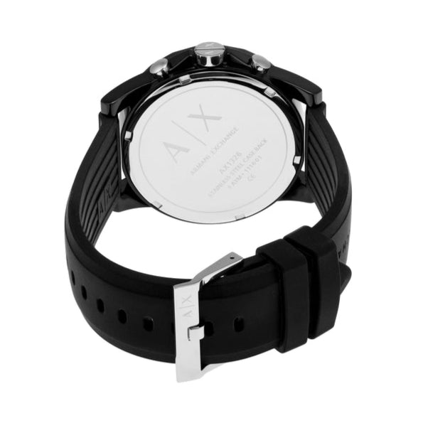 Armani Exchange Outerbanks Chronograph Black Dial Black Silicone Strap Watch For Men - AX1326