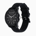 Armani Exchange Outerbanks Chronograph Black Dial Black Silicone Strap Watch For Men - AX1326