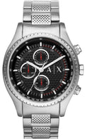 Armani Exchange The Driver Chronograph Black Dial Silver Steel Strap Watch For Men - AX1612