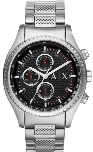 Armani Exchange The Driver Chronograph Black Dial Silver Steel Strap Watch For Men - AX1612