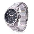 Armani Exchange Banks Chronograph Black Dial Silver Steel Strap Watch For Men - AX1720