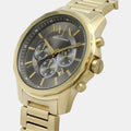 Armani Exchange Banks Chronograph Black Dial Gold Steel Strap Watch For Men - AX1721