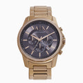 Armani Exchange Banks Chronograph Black Dial Gold Steel Strap Watch For Men - AX1721