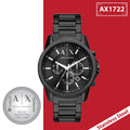 Armani Exchange Banks Chronograph Black Dial Black Steel Strap Watch For Men - AX1722