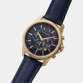 Armani Exchange Banks Chronograph Blue Dial Blue Leather Strap Watch For Men - AX1723