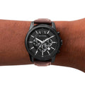 Armani Exchange Outerbanks Chronograph Black Dial Brown Leather Strap Watch For Men - AX1732