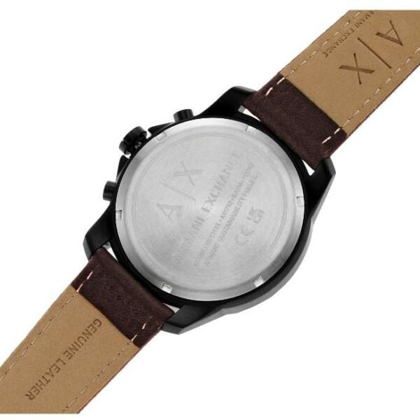 Armani Exchange Outerbanks Chronograph Black Dial Brown Leather Strap Watch For Men - AX1732